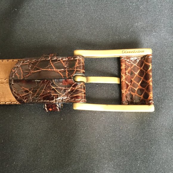 DKNY Genuine Caiman Crocodile Leather Belt
